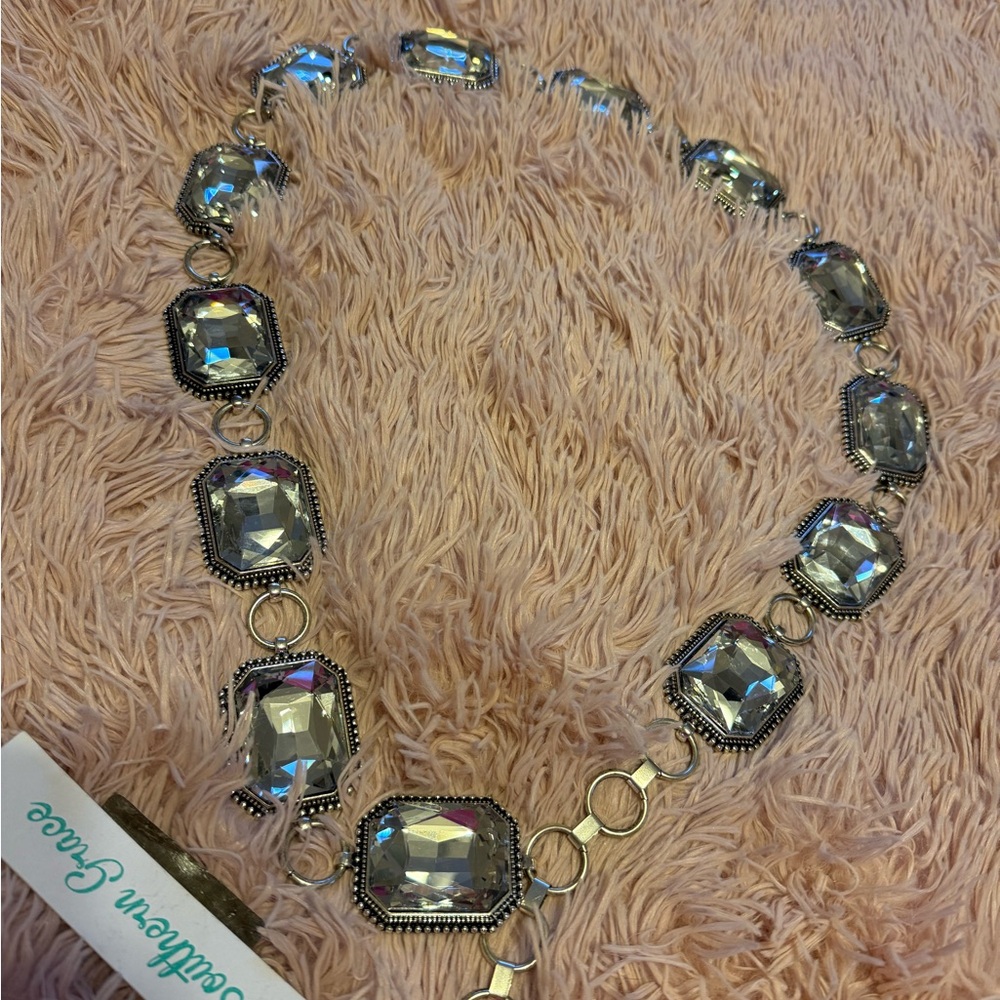 Southern Grace Silver and Clear Gem Belt - Picture 2 of 5